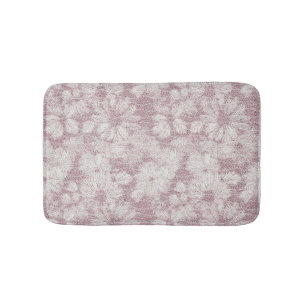 Floral Daisy Velvety Dusty Pink Bath Mat