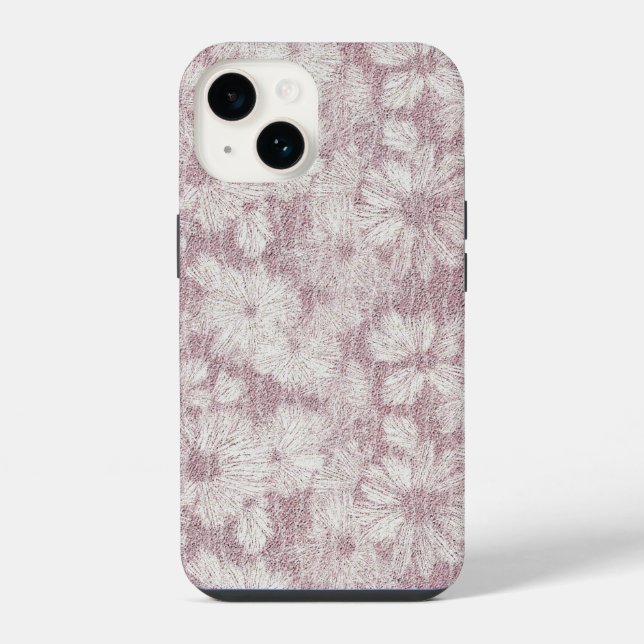 Floral Daisy Velvety Dusty Pink iPhone Case (Back)
