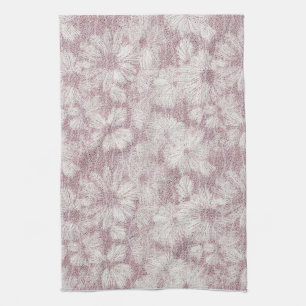 Floral Daisy Velvety Dusty Pink Kitchen Towel