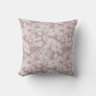 Floral Daisy Velvety Dusty Pink Throw Pillow