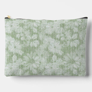 Floral Daisy Velvety LIme Green Accessory Pouch