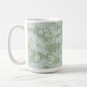 Floral Daisy Velvety LIme Green Coffee Mug