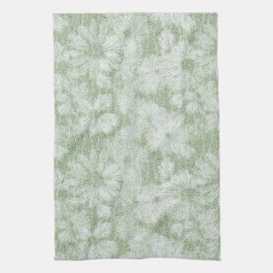 Floral Daisy Velvety LIme Green Kitchen Towel