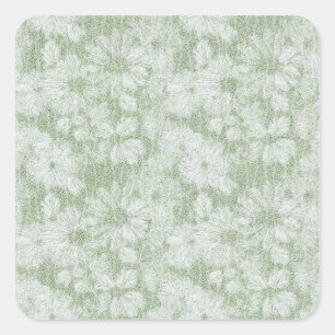 Floral Daisy Velvety LIme Green Square Sticker
