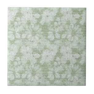 Floral Daisy Velvety LIme Green Tile