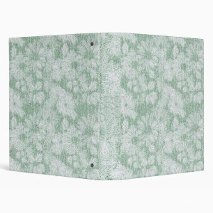 Floral Daisy Velvety Mint Green  Binder
