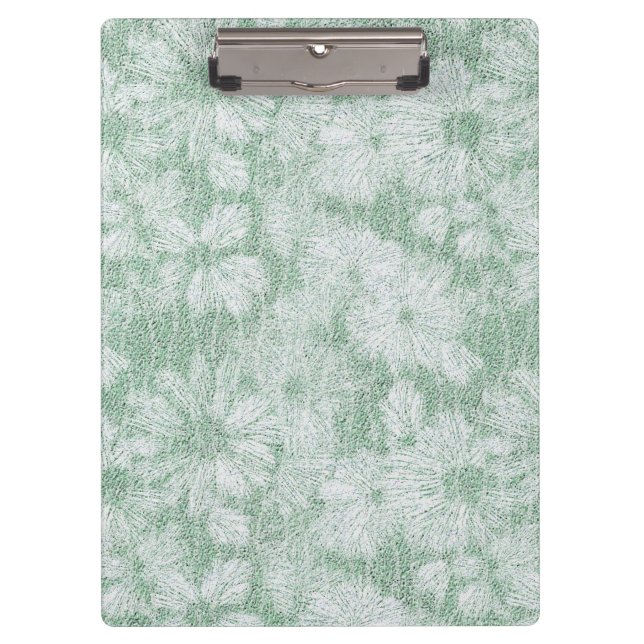 Floral Daisy Velvety Mint Green  Clipboard (Front)