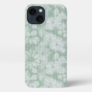Floral Daisy Velvety Mint Green  iPhone 13 Case