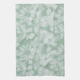 Floral Daisy Velvety Mint Green Kitchen Towel