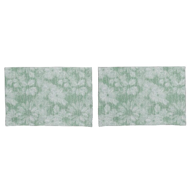 Floral Daisy Velvety Mint Green  Pillowcase (Front-Set)