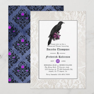 Floral Damask and Lace Gothic Rehearsal Dinner Invitation