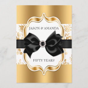 Floral Damask Anniversary Invite w/ Bow