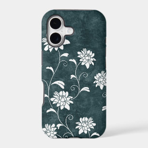 Floral damask blue & white flowers girly chic