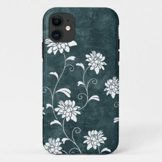Floral damask blue & white flowers girly chic iPhone 11 case