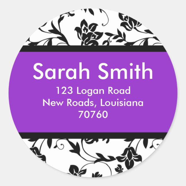 Floral Damask Classic Round Sticker (Front)