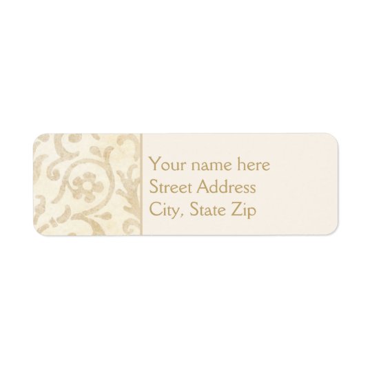 Floral Damask Creme and Beige Return Address Label