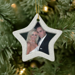 Floral Damask First Christmas Photo Ornament