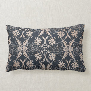 Floral damask golden pattern lumbar pillow