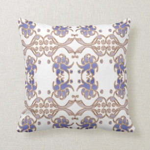 Floral damask golden pattern throw pillow