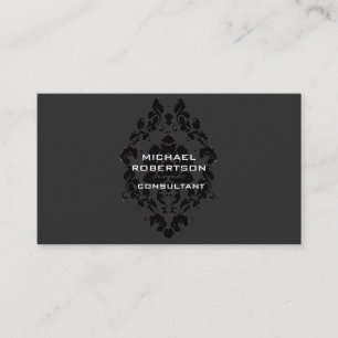 Floral Damask Grey Unique Special Business Card