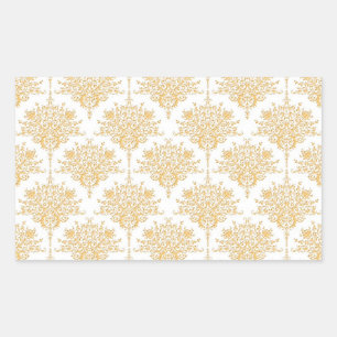 Floral Damask in Yellow Gold and White Sticker