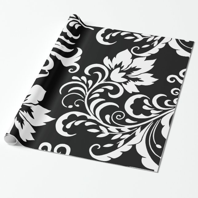 Floral Damask Pattern Wrapping Paper (Unrolled)
