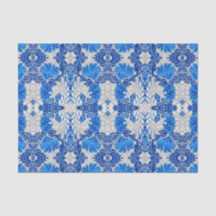 Floral Damask, Sapphire Blue and Grey  Tissue Paper