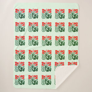 Floral Damask Sherpa Blanket