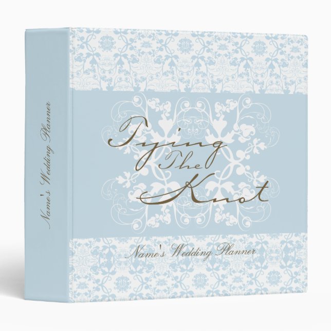 Floral Damask Tying The Knot Chic Wedding Planner Binder (Front/Spine)