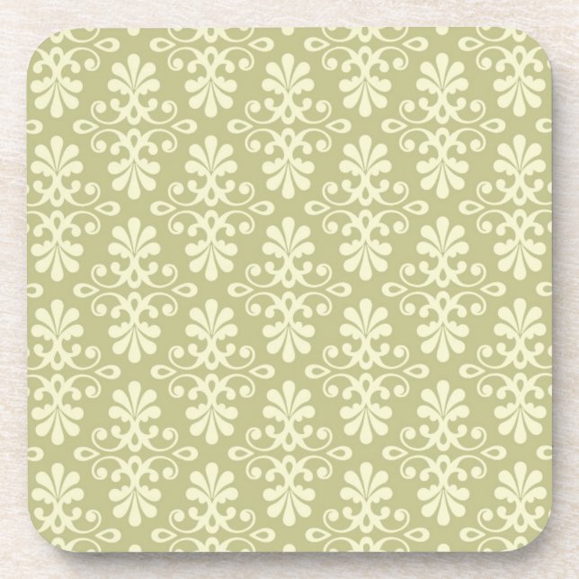 Floral damask wallpaper coaster (Front)