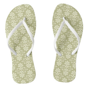 Floral damask wallpaper flip flops