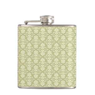 Floral damask wallpaper hip flask