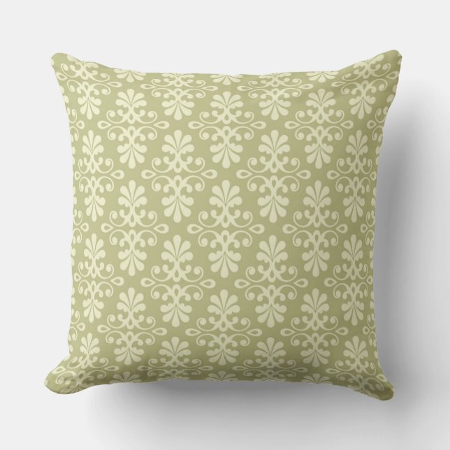 Floral damask wallpaper throw pillow (Front)