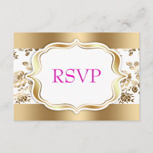 Floral Damask Wedding RSVP Card