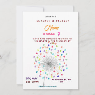 Floral Dandelion Whimsical Spring Birthday Invitation