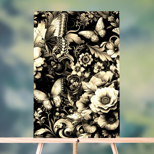 Floral d'antiquité d'or aux papillons (Neutre)