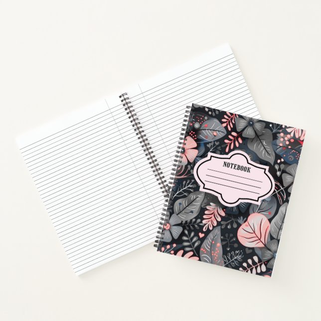Floral Dark Aesthetic Spiral Notebook (Inside)