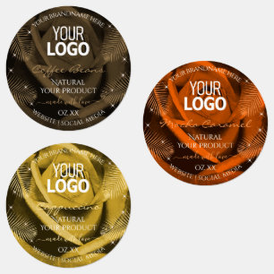 Floral Dark Brown Orange Yellow Product Label Logo