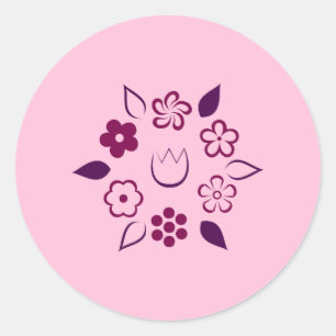 Floral Dark Maroon Spring Flower Classic Round Sticker
