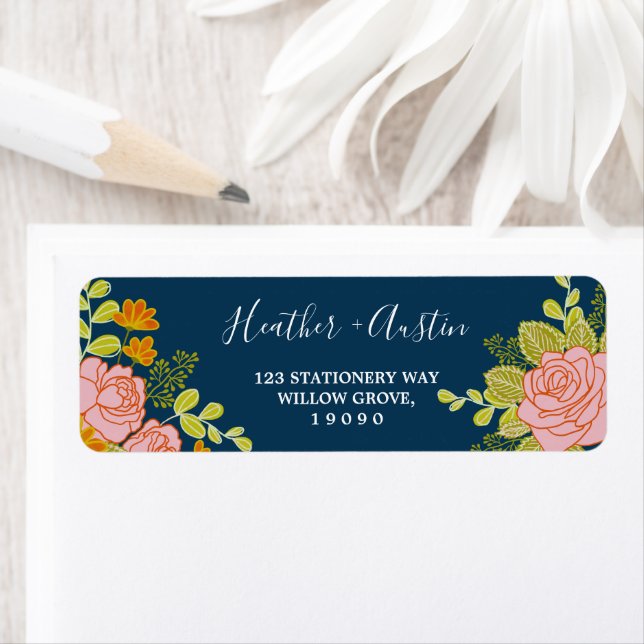 Floral Dark Navy Blue Wedding Botanic (Insitu)