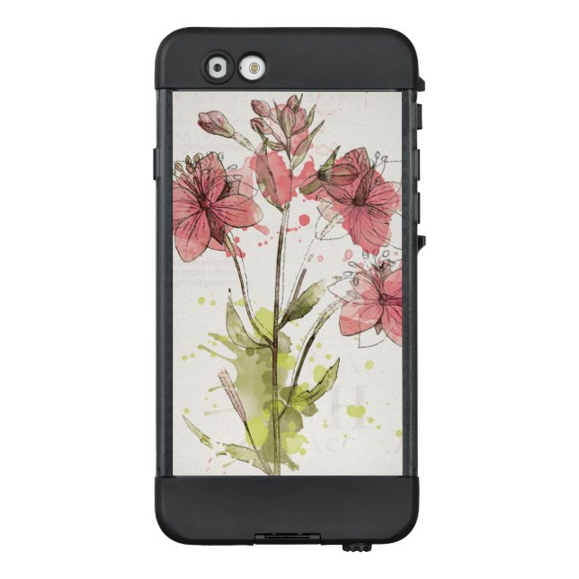Floral Dark Pink Splash LifeProof iPhone Case (Back)