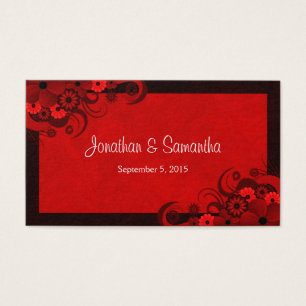 Floral Dark Red Gothic Custom Wedding Favor Tags