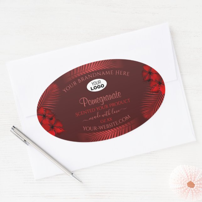 Floral Dark Red Product Labels Hawaii Flowers Logo (Envelope)