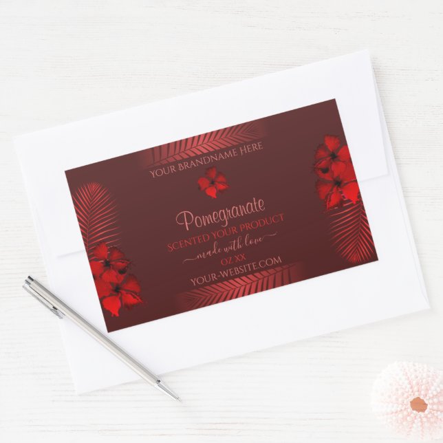 Floral Dark Red Product Labels Hawaiian Flowers (Envelope)