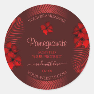 Floral Dark Red Product Labels Hawaiian Flowers