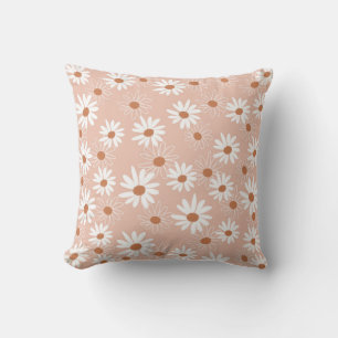Floral Dasies Pattern Modern Chic Throw Pillow