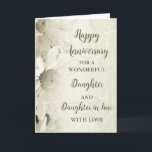 Floral Daughter & Daughter in Law Anniversary Card<br><div class="desc">Happy wedding anniversary card for daughter and daughter in law with beautiful white vintage flowers pattern and sentimental verse.</div>