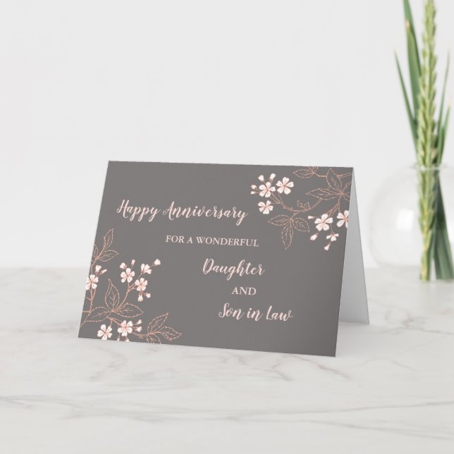 Floral Daughter & Son in Law Wedding Anniversary Card (Front)