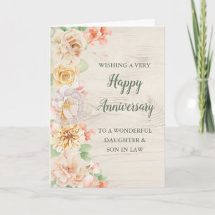 Floral Daughter & Son in Law Wedding Anniversary Card