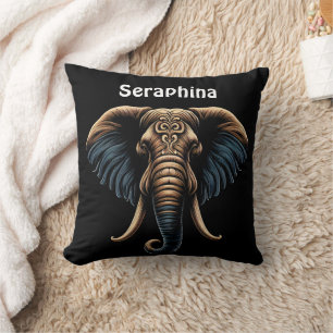 Floral dawn elephant art throw pillow